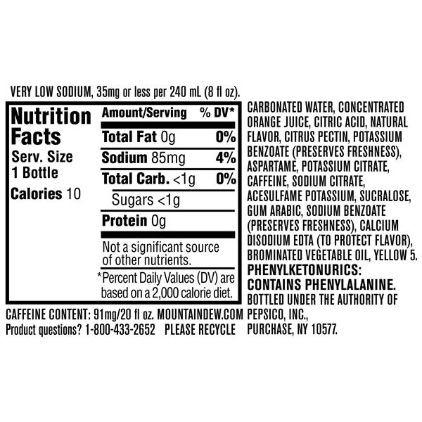 mt dew nutrition label