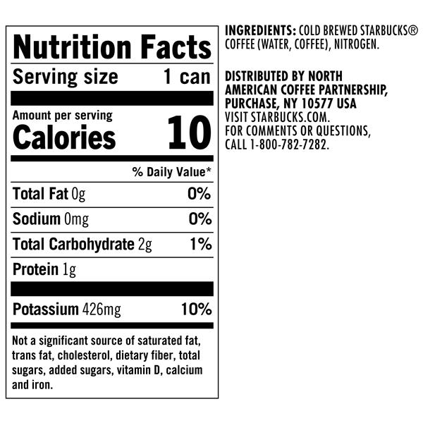 Starbucks Cold Brew Concentrate Nutrition Facts