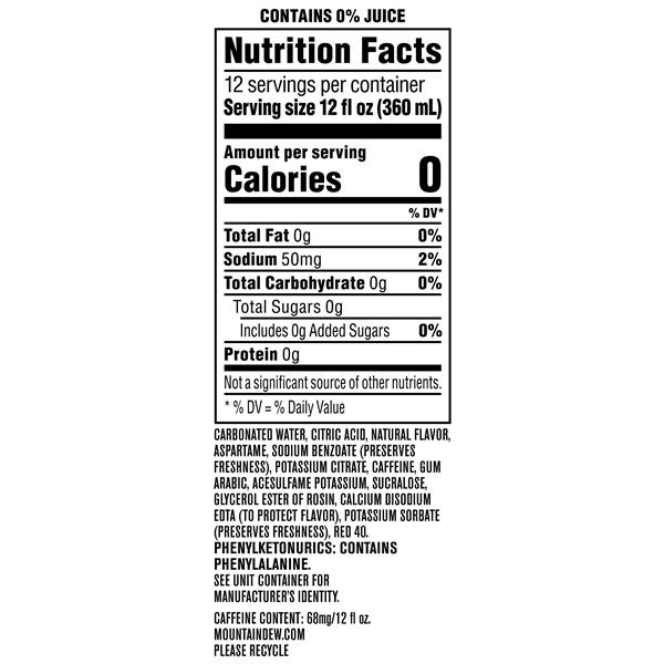 Mountain Dew Zero Sugar Major Melon 12 Pack