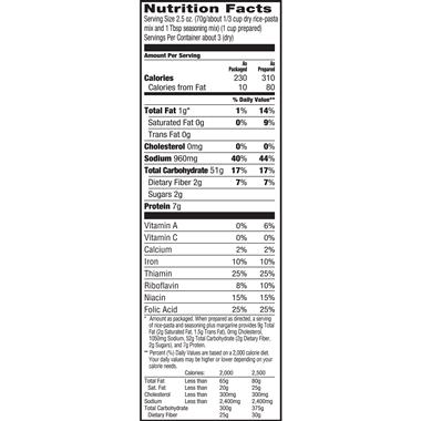 rice roni nutrition calories