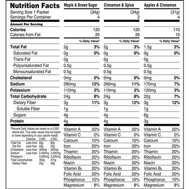 Quaker Oatmeal Low Sugar Apples Cinnamon Nutrition Facts ...
