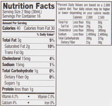 Half And Half Nutrition Label Trovoadasonhos