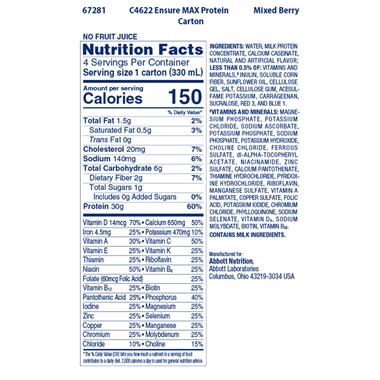 Ensure max protein nutrition label