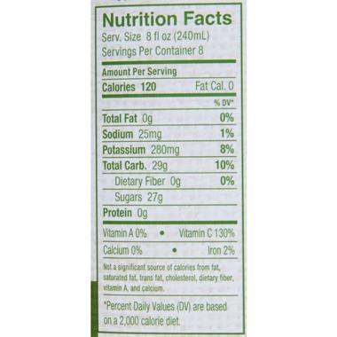 glass of apple juice nutrition facts