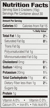 Premium Saltine Crackers Nutrition