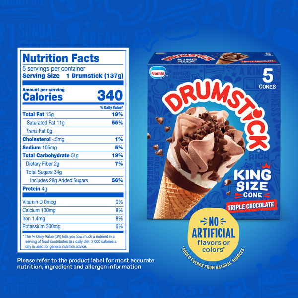 Drumstick Triple Chocolate King Size Sundae Cones, 5 Count | Hy
