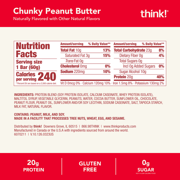 think! High Protein Chunky Peanut Butter Bar | Hy-Vee Aisles Online ...