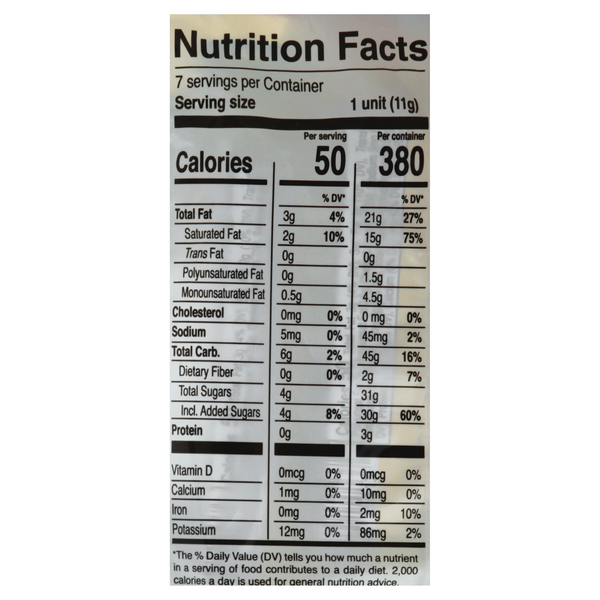 nutrition facts for chocolate