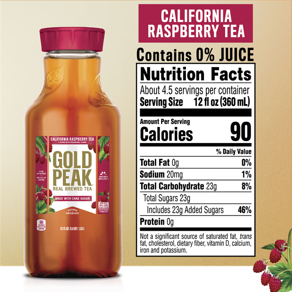 Gold Peak California Raspberry Iced Tea, Sweet Tea Bottle, 52 fl oz ...