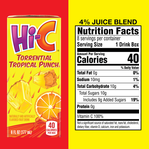 Hi-C Torrential Tropical Punch Fruit Drink 8 Pack | Hy-Vee Aisles