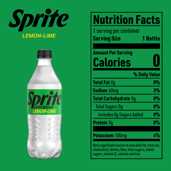 Sprite Zero Sugar Lemon-Lime Caffeine Free Soda Soft Drink Bottle