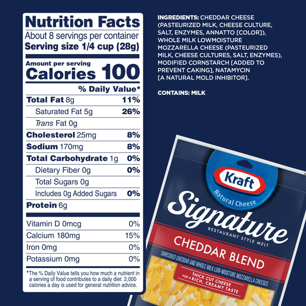 Kraft Signature Cheddar Blend, 8 oz | Hy-Vee Aisles Online Grocery