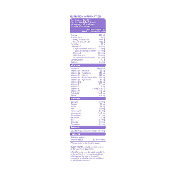 Bubs Organic 1 (0-6 Months) Infant Formula 800g | Hy-Vee
