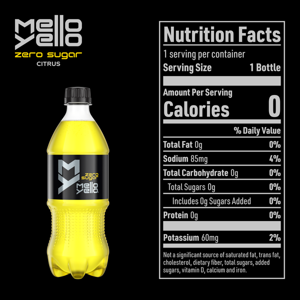 メロジョイ レモン Mello Yello Zero Sugar Citrus Soda Soft Drink Bottle, 20 fl oz