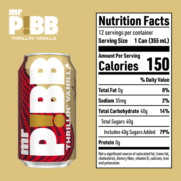 Mr. Pibb Thrillin' Vanilla Soda Soft Drink Fridge Pack Cans, 12 fl