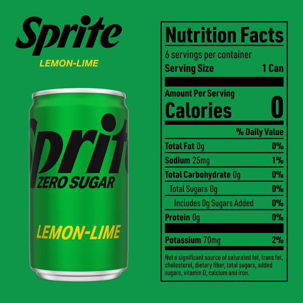 Sprite Zero Sugar Lemon-Lime Caffeine Free Soda Soft Drink Mini