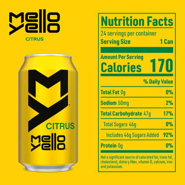 Mello Yello Citrus Soda Soft Drink Cans, 12 fl oz, 24 Pack | Hy
