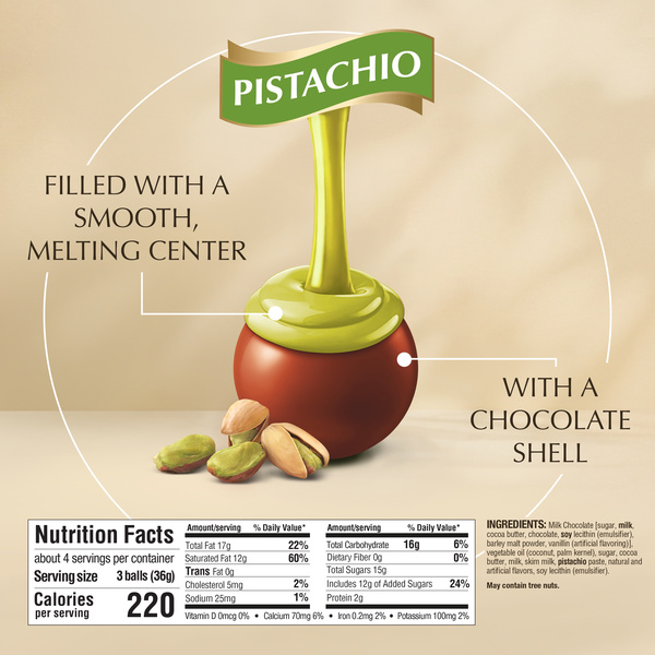 Lindt LINDOR Pistachio Milk Chocolate Candy Truffles, 5.1 oz. Bag